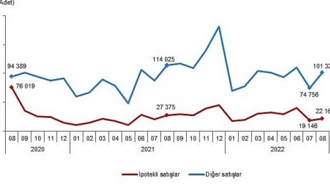 TÜİK: Türkiye genelinde Ağustos ayında 123 bin 491 konut satıldı